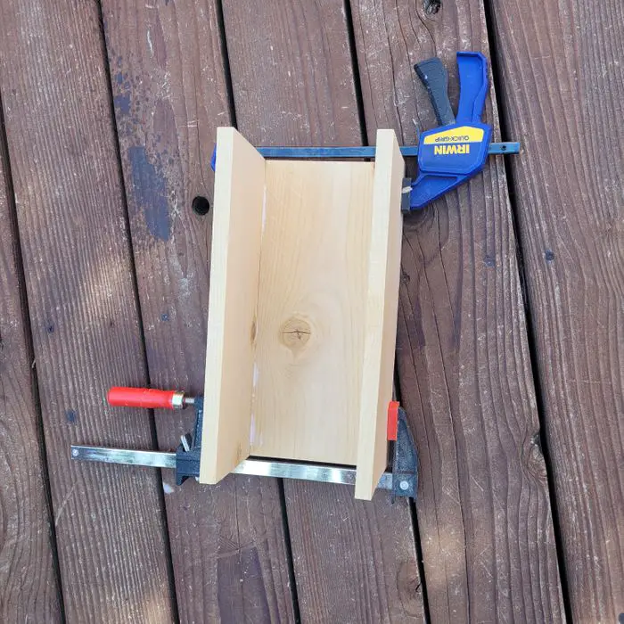 clamping wood together for a DIY centerpiece box